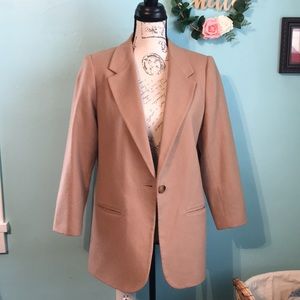 Vintage Sag Harbor 100% Pure New Wool Woolmark Tan Blazer/Coat